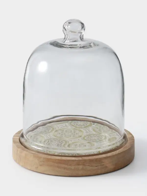 Клош стеклянный, 18&times;18&times;20.5 см, дерево