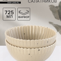 Салатники Доляна «Коралл», d=16.1 см, набор 2 шт., керамика, бежевые