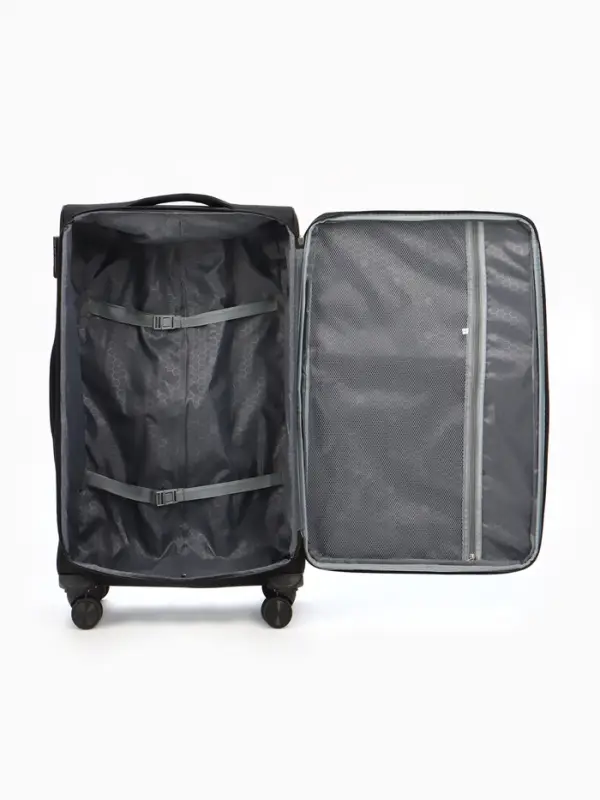 Чемодан на колёсах TEXTURA, кодовый замок, текстильный, с увеличением, 47&times;30&times;78 см, 28", чёрный