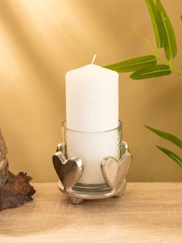 Подсвечник со стеклом &laquo;Сердце&raquo;, 10&times;10&times;10 см, алюминий