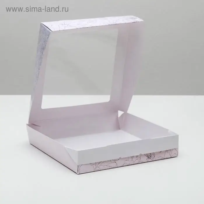 Кондитерская упаковка, коробка с ламинацией «Flowers», 20 х 20 х 4 см Кондитерская упаковка, коробка с ламинацией «Flowers», 20 х 20 х 4 см