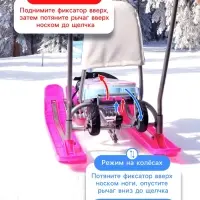 Снегокат с колёсами &laquo;Тимка спорт 6&raquo; Единорог, со спинкой, с родительской ручкой, голубой, розовый, ТС6-М/ЕР Nika Kids