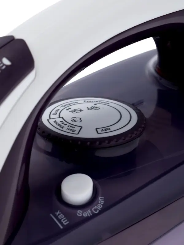 Утюг ENERGY EN-344, 2200 Вт, тефлоновое покрытие, 350 мл, подача пара до 25 г/мин, фиолетовый