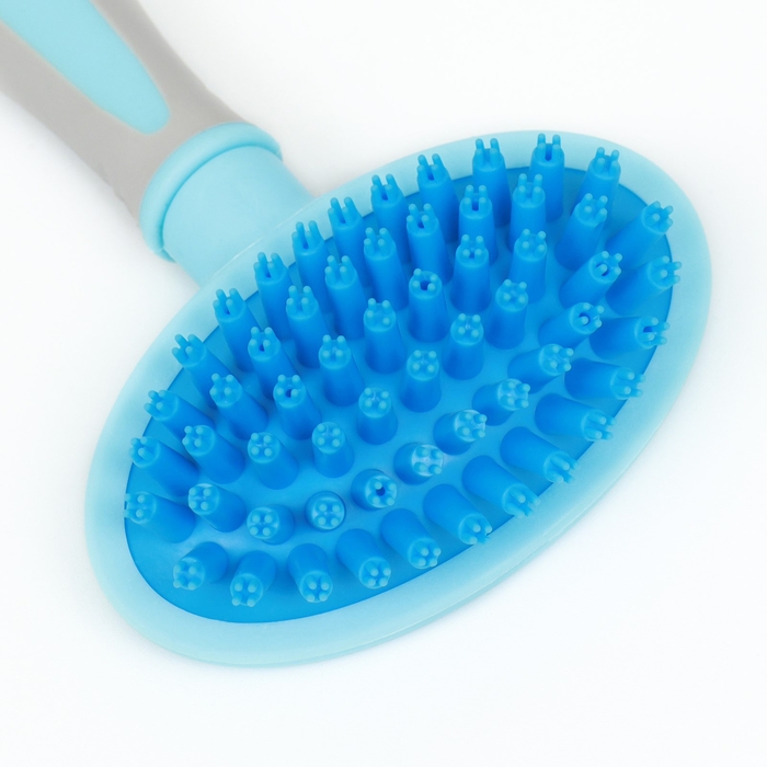 Щетка-массажер для животных с силиконовыми зубьями, средняя, 9,5 х 16,5 см, голубая Щетка-массажер для животных с силиконовыми зубьями, средняя, 9,5 х 16,5 см, голубая