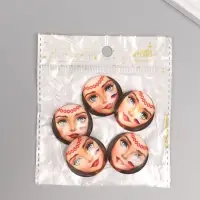 Кабошон стекло для творчества "Круг. Русская девушка" 3х3 см