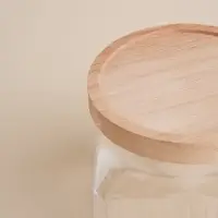 Банка для сыпучих продуктов SL Home &laquo;Афины&raquo;, 1 л, 11&times;11.5 см, с деревянной крышкой. стекло, прозрачная