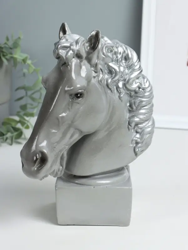 Копилка "Голова коня"  высота 25 см, серый