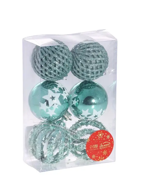 Ёлочные игрушки &laquo;Эстер&raquo;, шары новогодние, набор 6 шт., d=6 см, зелёный
