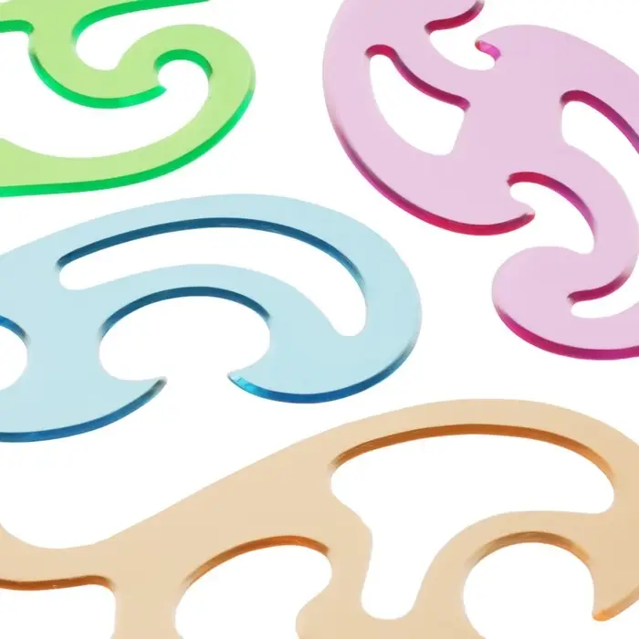 Набор лекал Calligrata, 4 штуки, прозрачные, цветные, МИКС