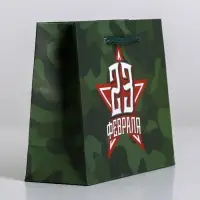 Пакет подарочный ламинированный, упаковка, «С 23 февраля», S 15 х 12 х 5.5 см
