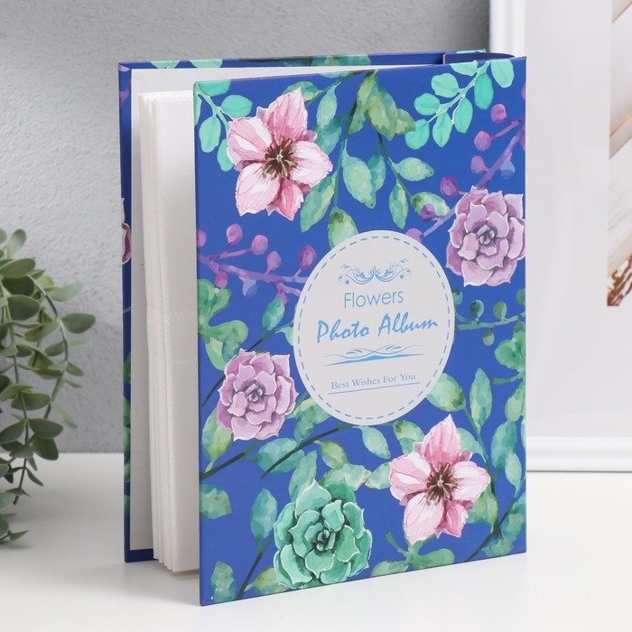 Фотоальбом на 100 фото 10х15 см  Фотоальбом на 100 фото 10х15 см "Лесные цветы" в коробке МИКС 26,5х21х5,3 см