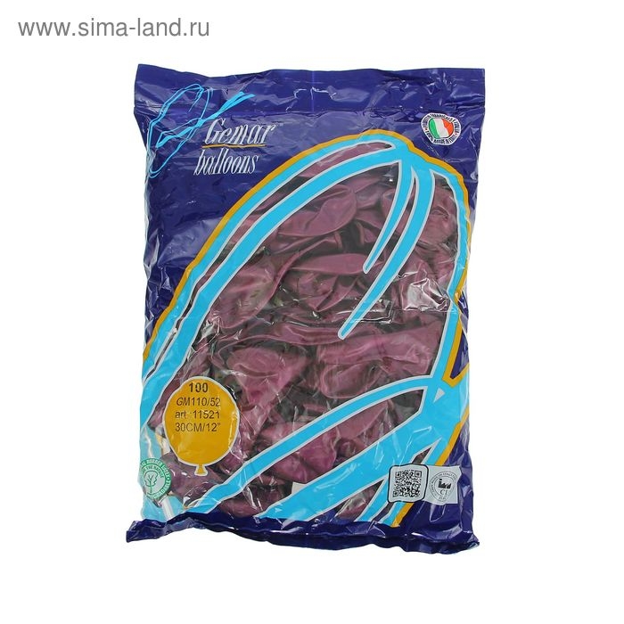 Шар латексный 12 Шар латексный 12", металл, набор 100 шт., цвет бордовый