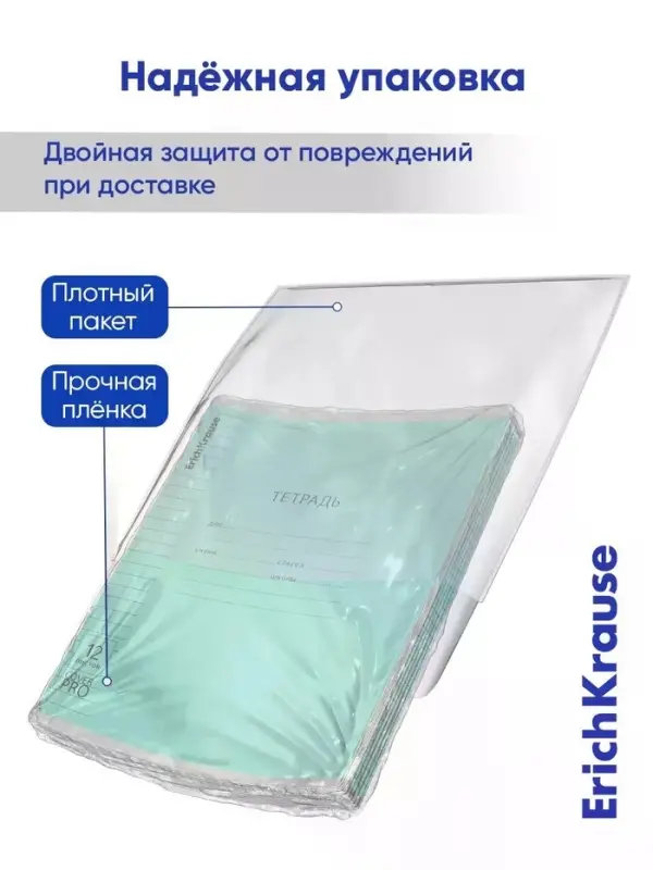 Тетрадь 12 листов в линейку ErichKrause CoverPro fizzy, бирюзовая