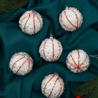 Ёлочные игрушки &laquo;Вилей&raquo;, шары новогодние, d=6 см, 6 шт., белый