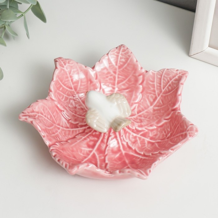 Сувенир керамика подставка Сувенир керамика подставка "Птица на кленовом листе" МИКС 5,5х13,7х13,5 см