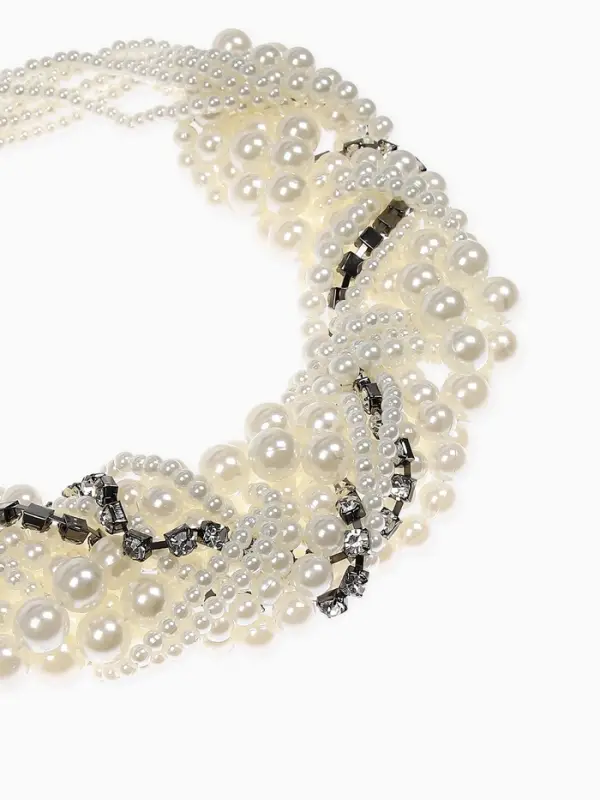 Набор 2 предмета: серьги, бусы &laquo;Жемчужный со стразами&raquo;, белый, 40 см