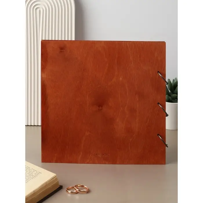 Книга пожеланий в деревянной обложке &laquo;Кольца&raquo;, 21&times;21 см