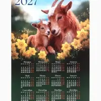 Календарь 2027, настенный, А2 &laquo;Коза и козленок&raquo;