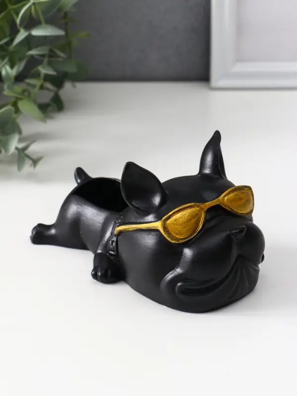 Подставка для мелочей «Французский бульдог в очках», 7×14×8.5 см, чёрная Подставка для мелочей «Французский бульдог в очках», 7×14×8.5 см, чёрная