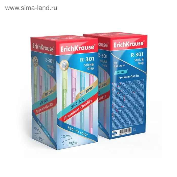 Ручка шариковая ErichKrause R-301 Spring Stick & Grip, узел 0.7 мм, чернила синие, резиновый держатель, длина линии письма 2000 метров,МИКС Ручка шариковая ErichKrause R-301 Spring Stick & Grip, узел 0.7 мм, чернила синие, резиновый держатель, длина линии письма 2000 метров,МИКС