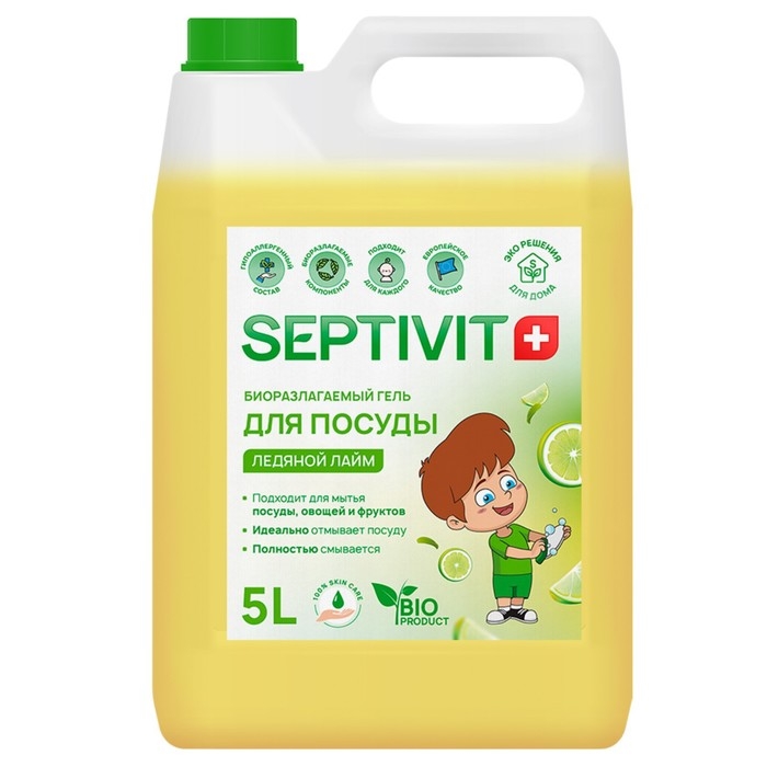 Гель для посуды SEPTIVIT  Гель для посуды SEPTIVIT "Ледяной Лайм", 5 л