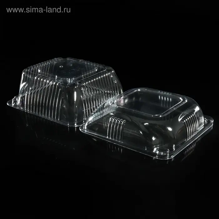 Контейнер одноразовый с неразъёмной крышкой ИП-9 А, пластик, 350 мл, 13&times;13&times;7.5 см, прозрачный