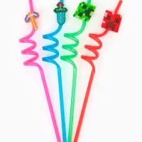 Трубочки для коктейля "Пиксели" набор 4 шт