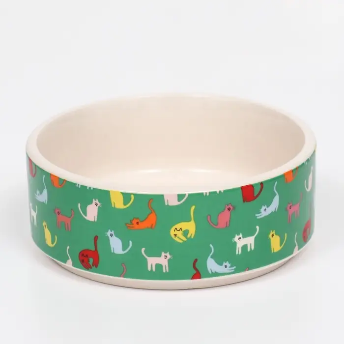 Миска &laquo;Котэ&raquo;, 200 мл, 10.5&times;10.5&times;4 см, керамика, зелёная, белая