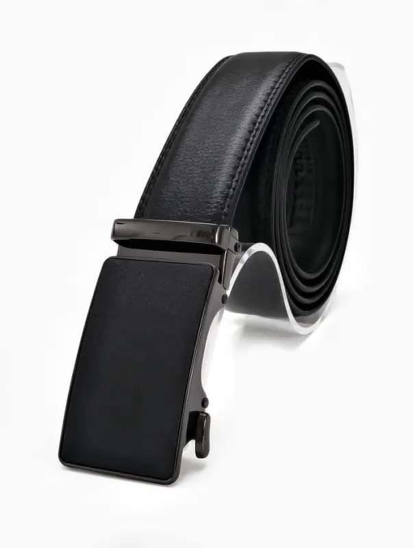 Ремень мужской, 126&times;3.5 см, натуральная кожа, пряжка автомат, чёрный