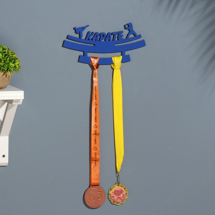 Медальница  Медальница "Карате" синий цвет, 28х12 см
