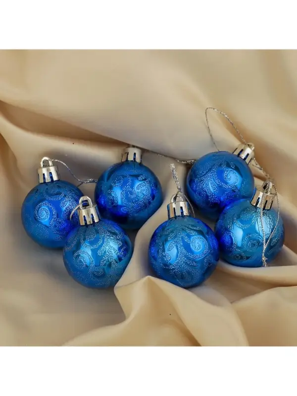 Ёлочные игрушки &laquo;Морозная зима&raquo;, шары новогодние, d=4 см, набор 6 шт., синий