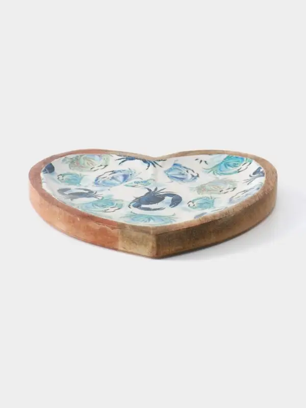 Блюдо в форме сердца &laquo;Крабы&raquo;, 20.5&times;20&times;2.3 см, дерево манго