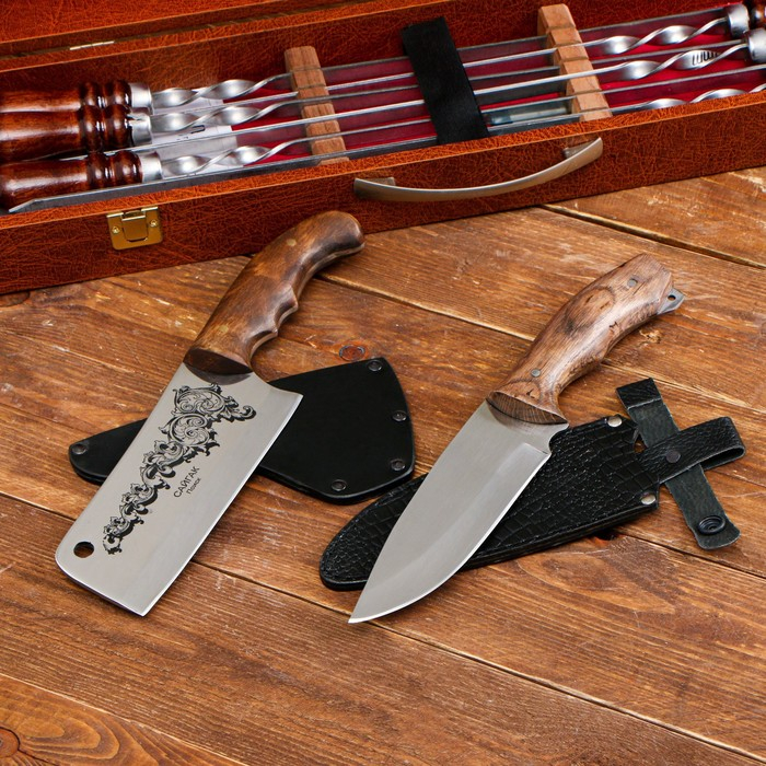 Набор с шампурами  Набор с шампурами "Горный дух" кейс, шампуры, два ножа