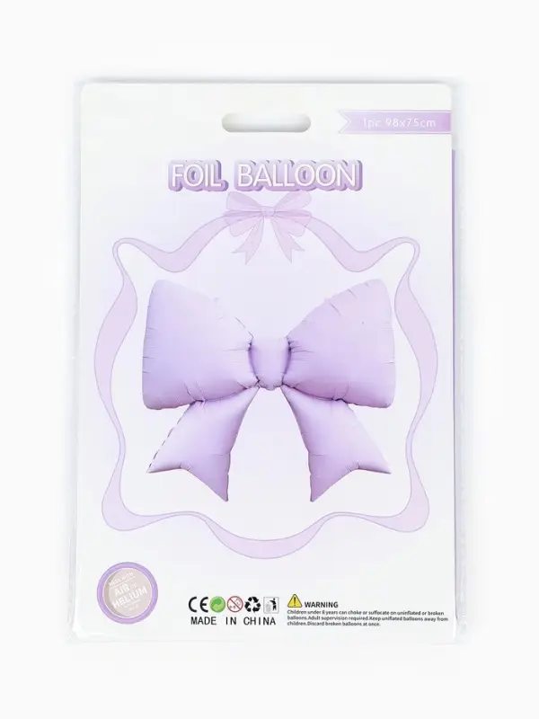 Воздушный шар фольгированный 39" "Бантик" цвет сиреневый