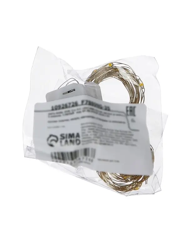 Гирлянда «Нить» 3 м, роса. IP20, серебристая нить. 30 LED, от батареек AG13×3, 3 режима, свечение тёплое белое