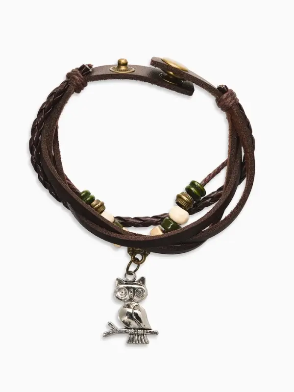 Браслет кожаный &laquo;Хиппи. Совунья&raquo;, L=22.5 см, чёрный в серебре