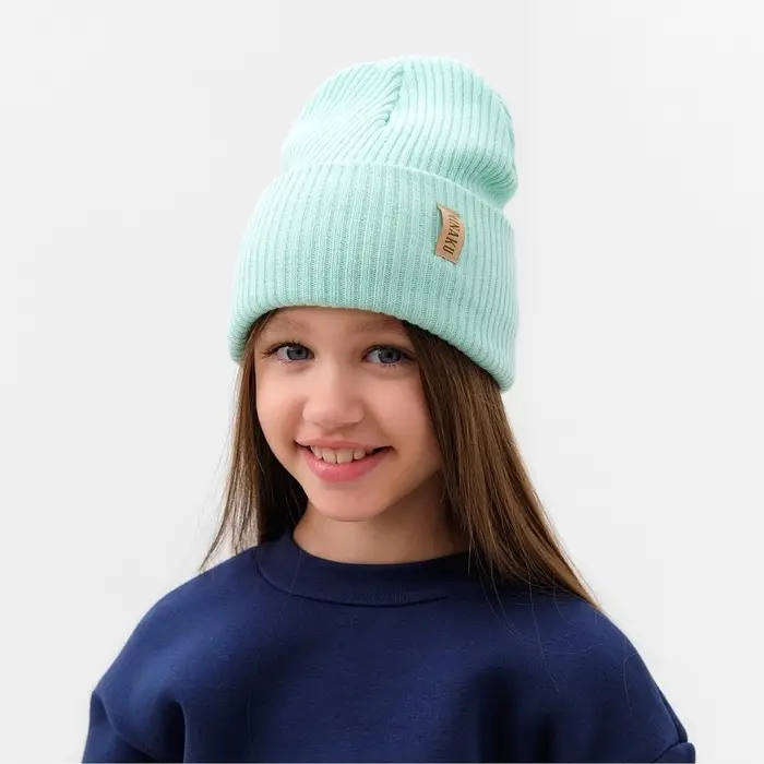 Шапка детская MINAKU, размер 46-48, мятная Шапка детская MINAKU, размер 46-48, мятная