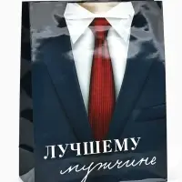 Пакет подарочный ламинированный, упаковка, &laquo;Лучшему мужчине&raquo;, MS 18&times;23&times;8 см