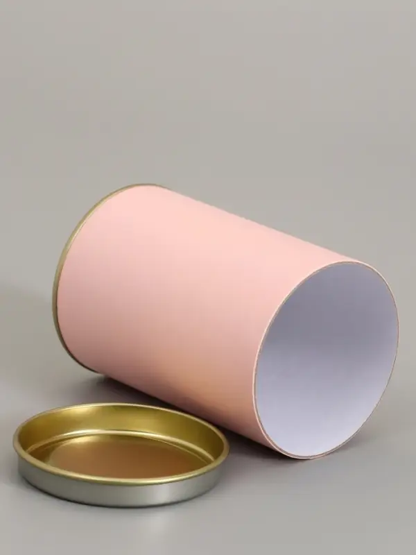 Тубус 73&times;110 мм (90 мм внутренняя высота), картон, металлическая крышка розовый