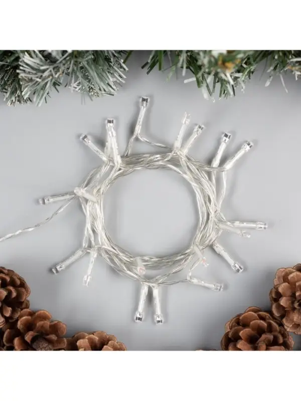 Гирлянда &laquo;Нить&raquo; 2 м, IP20, прозрачная нить, 20 LED, 2 режима, от батареек АА&times;3, свечение мульти