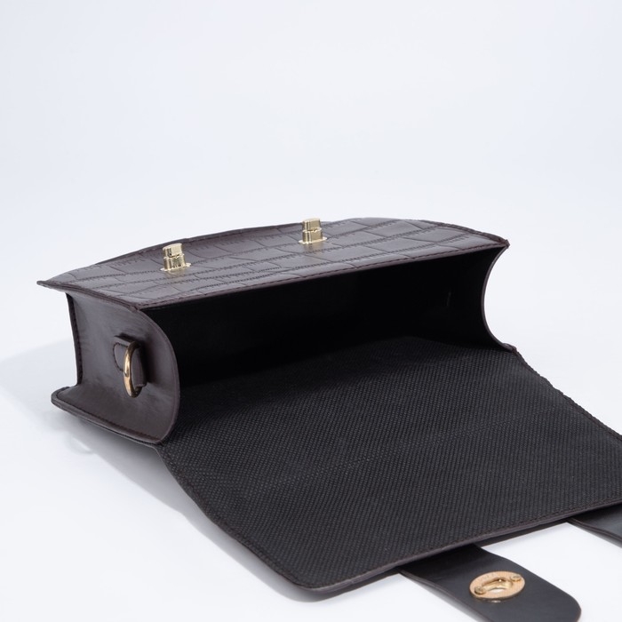 Сумка-мессенджер на клапане, длинный ремень, цвет тёмно-коричневый Сумка-мессенджер на клапане, длинный ремень, цвет тёмно-коричневый