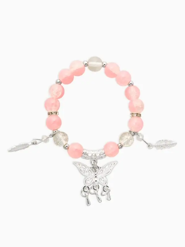 Браслет детский &laquo;Выбражулька&raquo; бабочка, цвет розовый в серебре