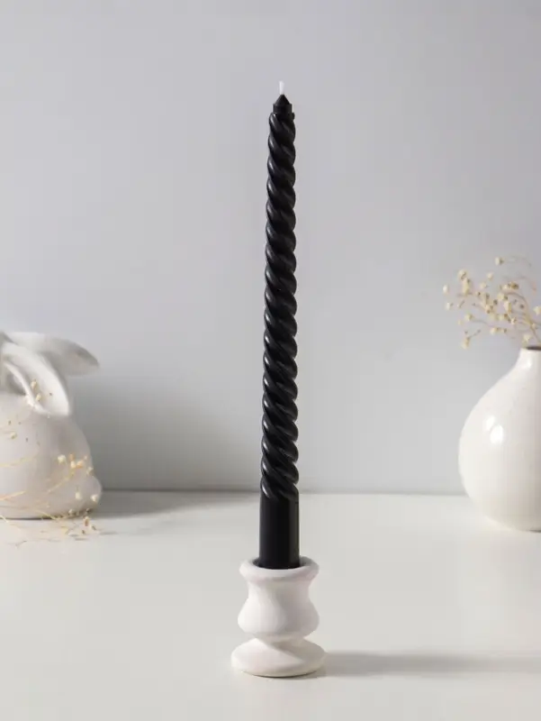 Набор свечей витых 25 см, 2 шт., 57 г, 5 ч, чёрный