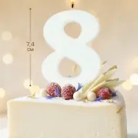 Свеча в торт &laquo;Соло. Цифра 8&raquo;, 8.2 см, белый блеск