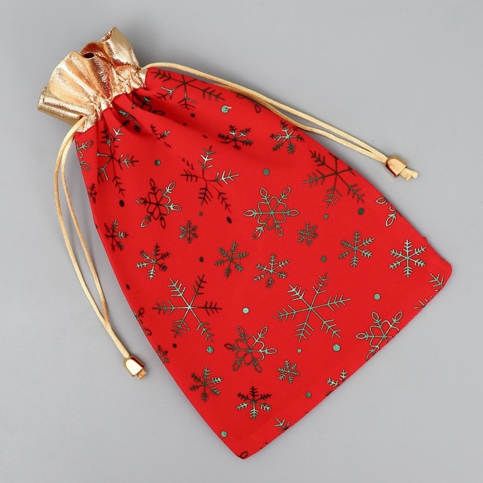 Мешочек подарочный замша «Тепла и Уюта», снежинки, тиснение, 16 х 24 см +/- 1.5 см, Новый год Мешочек подарочный замша «Тепла и Уюта», снежинки, тиснение, 16 х 24 см +/- 1.5 см, Новый год