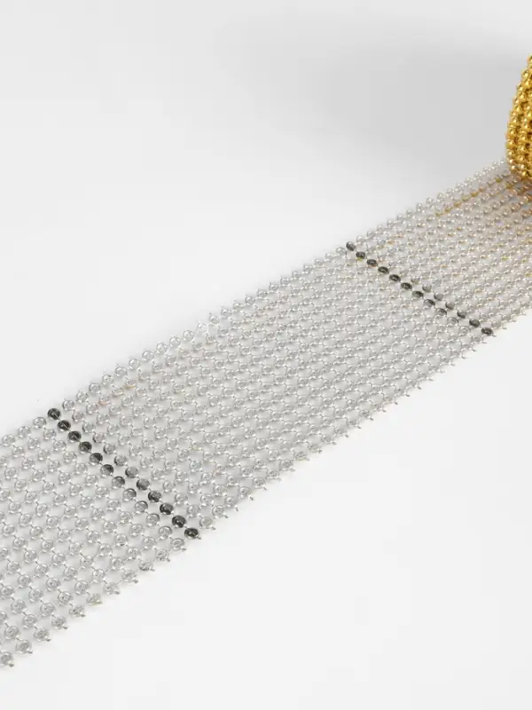 Лента с имитацией выпуклых страз, 5.75 см, 9&plusmn;1 м, цвет золотой