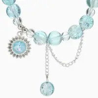 Браслет с подвесками "Сахарный" диск, сердечко, шар №10, цвет бело-голубой в серебре