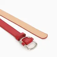 Ремень женский, 110&times;2.7 см, пряжка-затяжка металл, серебристая, красный