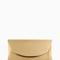 Сумка-клатч женская вечерняя на магните, на золотистой цепочке, однотонная, бежевая