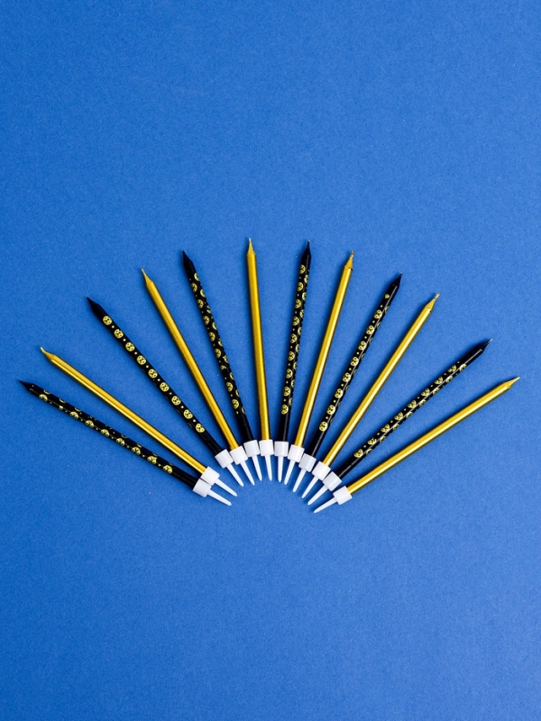 Набор свечей для торта Набор свечей для торта "Дискотека", 12 шт, золотой и черный